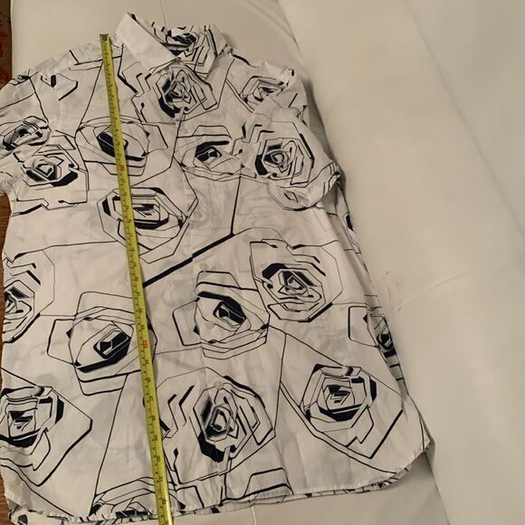 Perry Ellis Stretch White Navy Rose Men’s Shirt Size L Tall - Picture 6 of 9